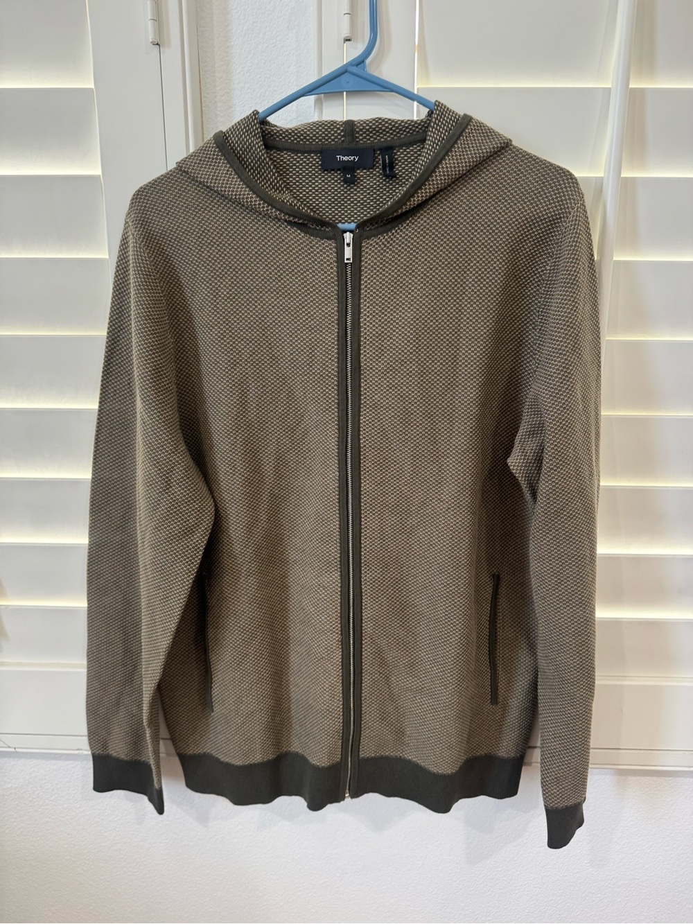 Theory Men’s Taupe Brown Textured Zip Hoodie